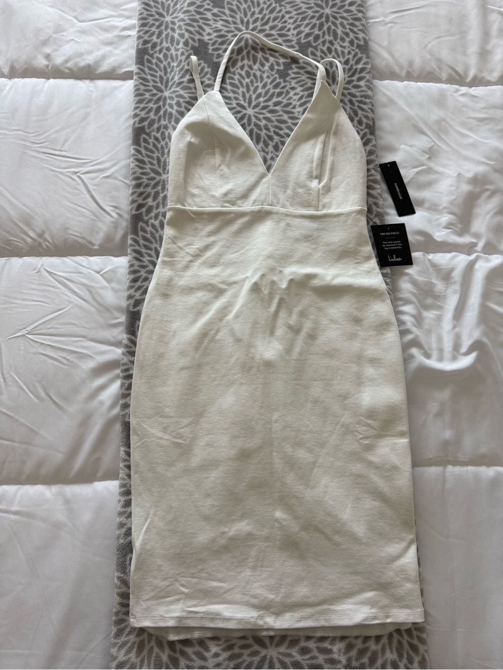 Lulus White Halter V-Neck Bodycon Dress - S